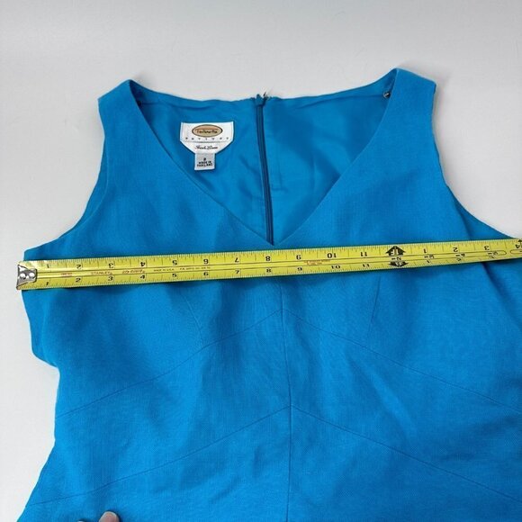 Talbots Petites Sleeveless V-Neck Zipper Back Irish Linen Blue Size 2 - Picture 5 of 14